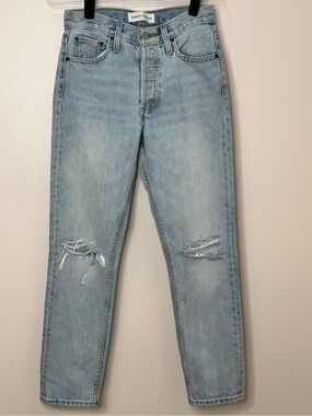 Denim Forum The Ex Boyfriend Jeans Size 24 Light Wash Distressed Denim